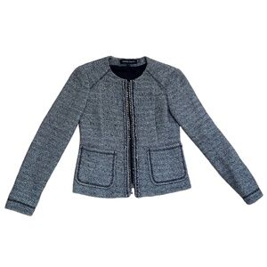 Nanette Lepore Grey & Black Tweed Lurex Jacket – Size 2